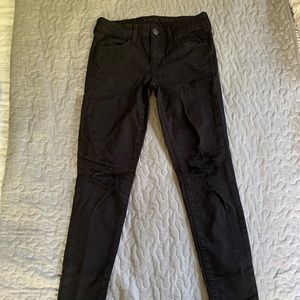 Black Distressed American Eagle Skinny Jeans